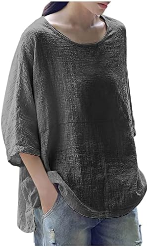 Tampas leves de tamanho plus tampa para mulheres redondas no pescoço 3/4 blusa de manga sólida camisetas de banho soltas lampes de roupas de banho