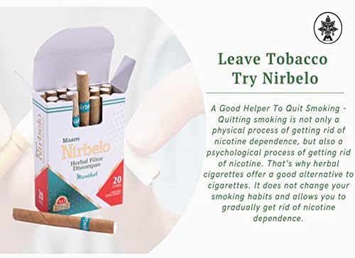Cigarro de Herbal de Nirbelo Tabaco Free & Nicotine Free para parar de fumar e Cigarros Alternativos da Nature - pacote de 10 - Sabor de menta Icey.