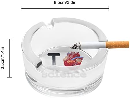 I Lvoe Science Heart Glass Ashtray Castro -cigarros Caso de bandeja de cinzas para decoração interna do escritório em casa