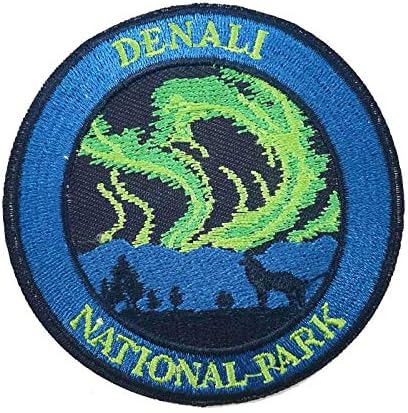 Parque Nacional Denali Aurora de 3 Denali Aurora Aurora Lights Bordoused Iron Borded On Sew On Patch Nature Badge