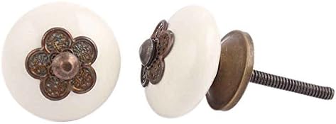 IndianShelf 10 peças Crescedor botões feitos à mão Creme de creme de creme de gaveta da gaveta da gaveta de cerâmica