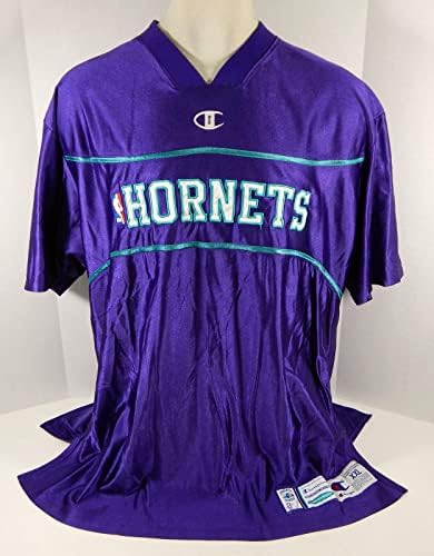 2000-01 Charlotte Hornets Barão Davis 1 Jogo usou camisa de aquecimento roxo 2xl 317 - jogo da NBA usado