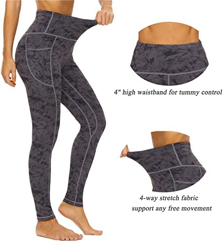 Leggings de devirld feminino com bolsos Controle de barriga, ginástica de calça de cintura alta Legging de ginástica para mulheres