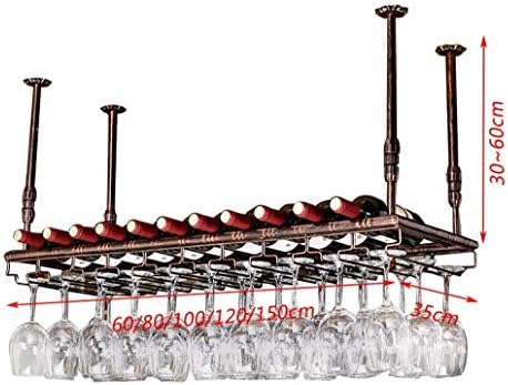 FOVKP Rack, bar, restaurante, penduramento, prateleira de vidro de vinho, teto s retro vinho de vinhos com champanhe taças de vidros -gobas Stemware Rack Metal Wine Storage Stand, 150 × 35cm, 150 × 35cm