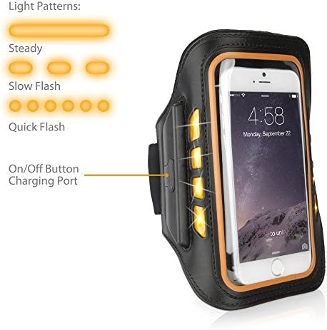 Caixa de ondas de caixa para Samsung Galaxy A3 - Braçadeira esportiva de jogbrite, alta visibilidade dos corredores de LEDs de luz de segurança para samsung galaxy A3 - laranja em negrito