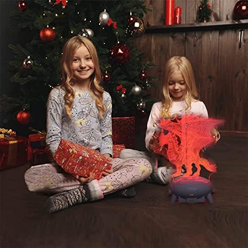 HGOMX Dragon Light 3D Illusion Kids Night Light, Remote Control 16 Cores Luz de cabeceira de cabeceira LED variável, Decoração de Natal, presente criativo para meninos e meninas