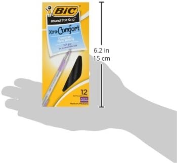 Bic Round Stic Grip Xtra Comfort caneta esferográfica, ponto médio, roxo, 12 contagem