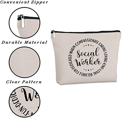 Social Gift Gift Zipper Makeup Bag Travel Cosmetic Bag Social Work Serviço Apreciação Voluntária Graduação Presente de Natal para Mulher assistente social Tia Mãe