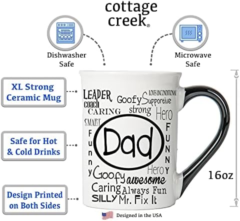 Cottage Creek Dad Caneca, 16oz. Caneca de café em cerâmica, presentes do pai para o dia dos pais