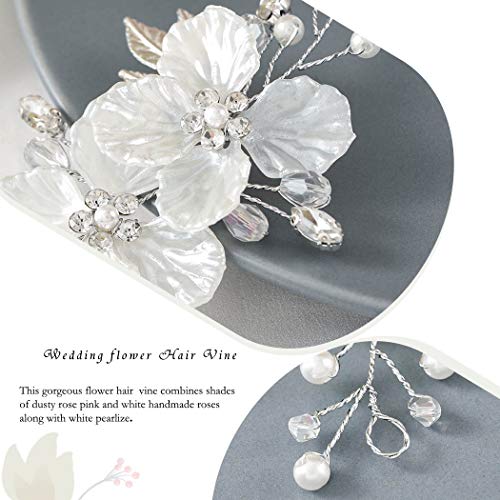 Yean Flower Wedding Band Head Crystal Hair Pedaço Pearl Acessórios de cabelo de noiva para mulheres e meninas