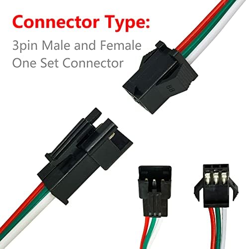 Hyhpsjiee 50 pares conectores de 3 pinos JST, 15cm 22WG 3 pino Adaptador de conector feminino Adaptador elétrico para WS2812b WS2811