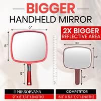 Mirrorvana Pack de 5 espelho de mão grande e confortável e espelho de mão grande e confortável com o pacote de alça