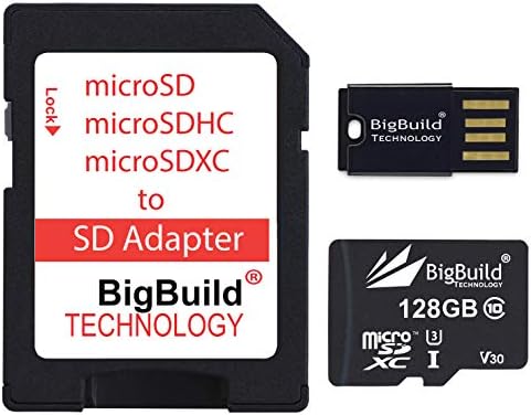TECNOLOGIA BIGBUILD 128 GB Ultra Fast 100MB/S U3 MicroSDXC Cartão de memória para Samsung Galaxy F02S, F12, F22, F41,