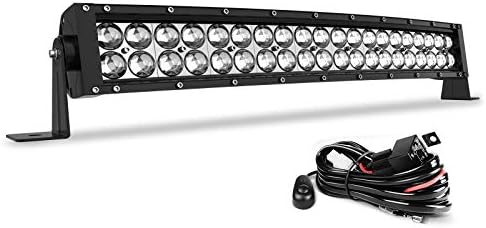 AutoSaver88 barra de luz LED de 22 polegadas curvada 120W Luz de trabalho 4D com cheiro de fiação de 10 pés, 20000lm