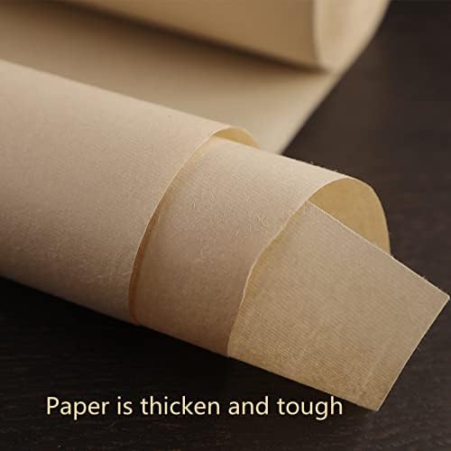 Megrez roll pack xuan papel espessa caligrafia xuan papel sumi papel para praticar japonês chinês - 35cm x 100m, shu xuan, amarelo