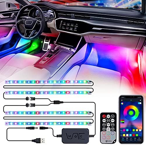 Pacote de Kits de tira de luzes interiores de carros led DreamColor USB e kit de luzes de rocha LED Bluetooth RGB LED
