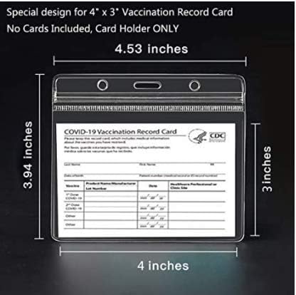 Card Card Card Protetor de 4 x 3 polegadas Registro de imunização CARTAS DE VACINA DE VACINA TAPLO DO TAMPA DE VINIL CLARE VINIL COM TIPO DE ÁGUAs à prova d'água Zip selvagem