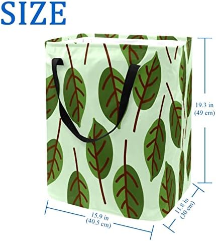 Folhas folhas verdes padrão estampeamento de lavanderia dobrável, cestas de lavanderia à prova d'água de 60l de lavagem de roupas