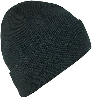 CTM® Men's Winter Black Stocking Cuff Knit Cap