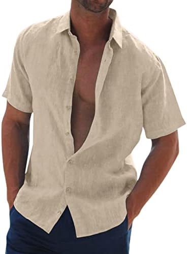 Camisetas para baixo para linho de algodão zddo para masculino colar de manga curta camiseta de colarinho