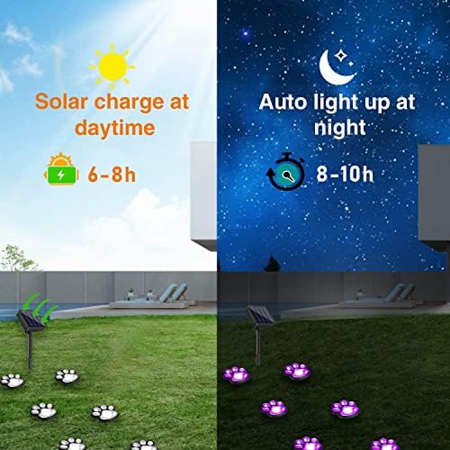 Luzes de estampa de pata solar de 16,8 pés, luzes solares de cordas solares de animais de cachorro gato, decoração ao ar livre,