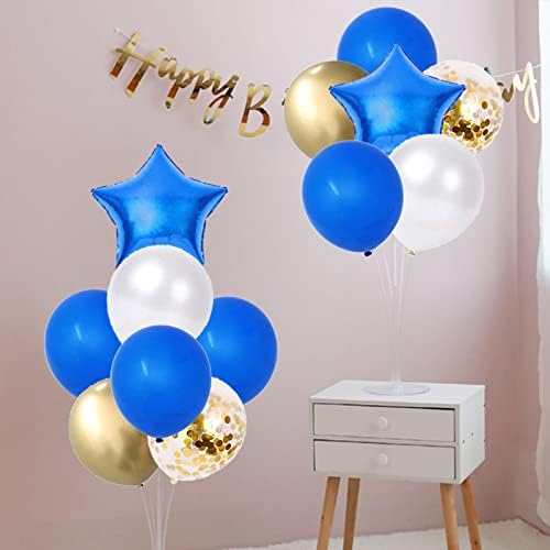 Bentin 62pcs Balões azuis marinho conjunto para suprimentos de festa temática azul, balões azuis de 12 polegadas Balões brancos Balões de ouro Balões de ouro Balloons Kit para festas de aniversário infantil, festa de verão