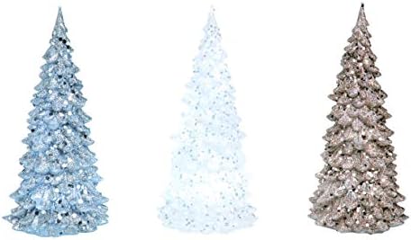 Transpac acrílico acrílico LED LED Decoração da árvore de Natal - prata, branca e ouro