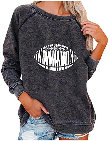 Pullover de beisebol ruziyoog para mulheres vintage letra longa letra impressão moletons casuais camiseta de pescoço redonda