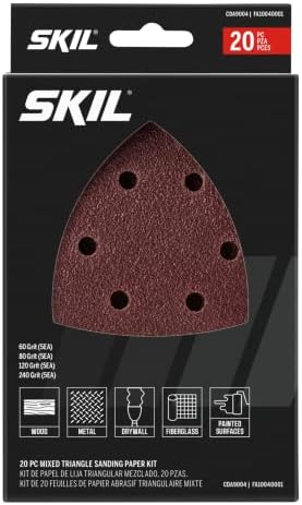 Skil 20 peças mixadas 60/80/120/240 Grits Detalhes de mouse Kit de papel de lixamento para Skil Sanders SR232301/SR250801/SR6607B-10-CDA9004