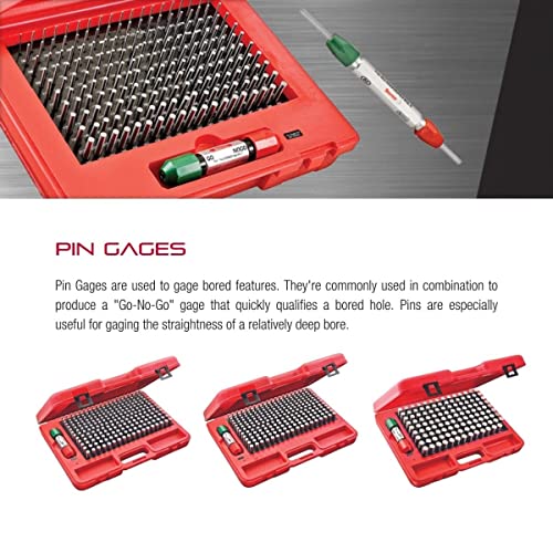 Starrett Precision Steel Pin Gage Conjunto com caixa de proteção de alto impacto de alto impacto - ideal para carpinteiros e melhorias