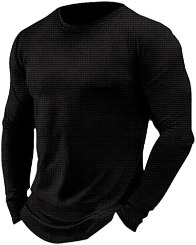 Waffle masculino malha t camisetas de manga comprida Tops de pullocatomia de pullover casual Slim Fit