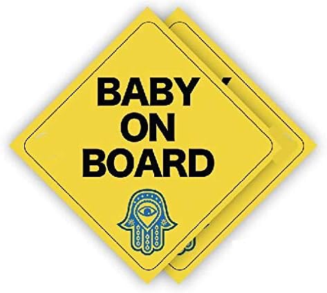 Avnika Impact Baby no bordo ímã para carro - bebê reflexivo a bordo - placa de ímã para segurança do bebê - visibilidade aprimorada - fácil de aplicar sem resíduos - design fofo de hamsa azul