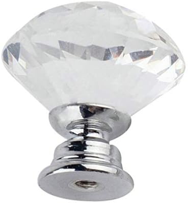 Alia de zinco de diamante clara de 40 mm de 40 mm e puxar cristal de vidro de cristal armário de armário de gaveta de