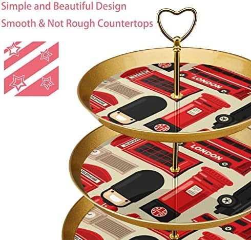 Cupcake Stand de 3 camadas Londres Red Bus Soldier Party Food Server Display Stand Stand Fruit Plate Decorating para casamento,