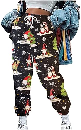 Badhub Winter Joggers for Women Christmas, menina adolescente de cintura alta as calças de salas de solteiro calça calças