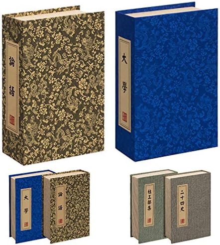 Livro falso JustDolife, 2 Pacote de estilo artificial de estilo clássico chinês livro decorativo Livro Decorativo Livro