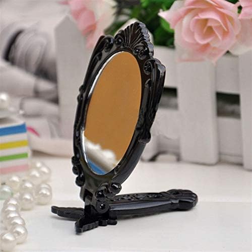 FXLYMR Desktop Makeup Mirror Beauty Mirror Novo Moda clássica Moda preta Borbolefia Dobrável Manuse