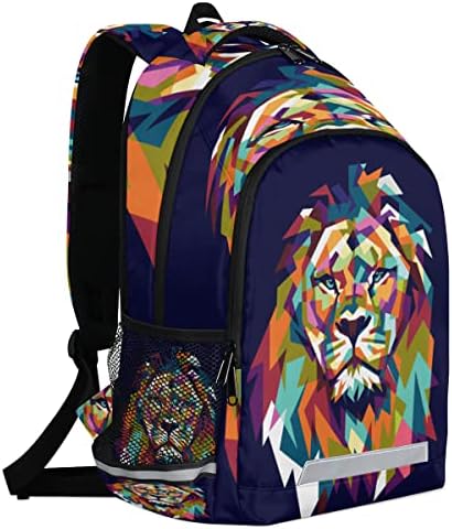 Mochila de estudante de leão colorida do CFPolar com mochila da escola de compartimento de laptop para homens homens universitários adolescentes meninos meninos