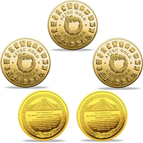 Moedas de moedas banhadas a ouro do calendário asteca maias, moedas de lembranças comemorativas de profecia, coleção de arte em