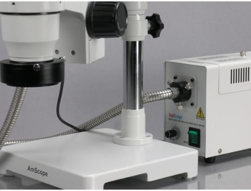 Microscópio de zoom de estéreo binocular profissional ZM-3BX-3BX-para, Microscópio de Zoom, Ew10x Ocheepieces, ampliação de 3,35x-45x, objetivo do zoom de 0,67x-4,5x, luz do anel de fibra-óptica, suporte de boom de braço único, 110V-120V, inclui 0,5x de barrow de barrow lente