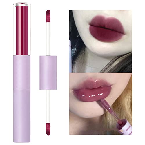 Xiahium Lip Lip Gloss Double Lip Glaze Dois Lipstick de Textura Veludo à prova d'água Non Stick Copo Non Fading Color