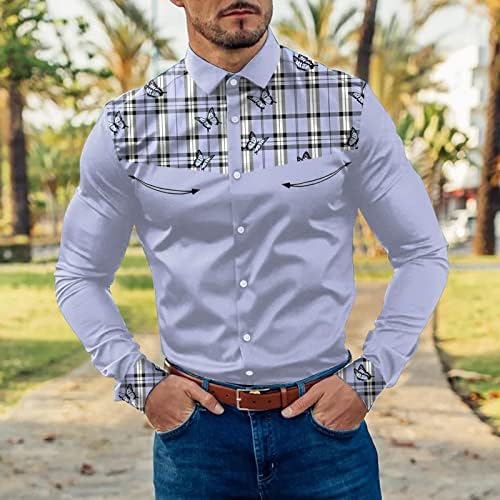Xxbr camisetas casuais masculinas, colorblock de retalhos listrados de manga longa de manga comprida Botão de ajuste