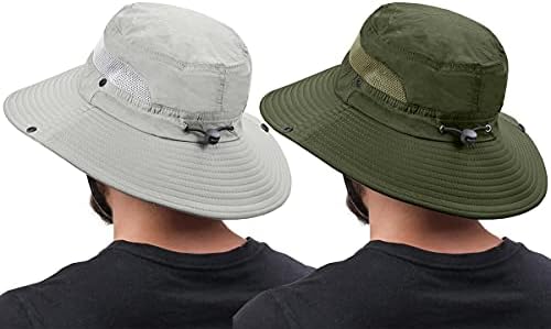 2 Pacote de chapéu de sol Boonie para homens e mulheres com proteção UV UPF 50+ para pesca, caminhada e jardinagem