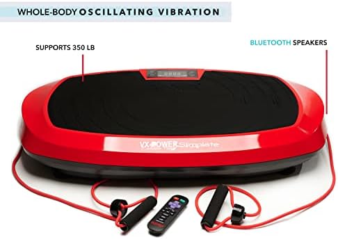 VX -POWEN Slimplate Galaxy - Máquina de exercício de plataforma de vibração inteira de vibração com cabos de resistência para modelagem corporal, cardio, tonificação e bem -estar, alto -falantes Bluetooth