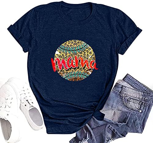 Camisas femininas Mom letra de letra clássica Tops de verão Moda de beisebol camiseta de camiseta