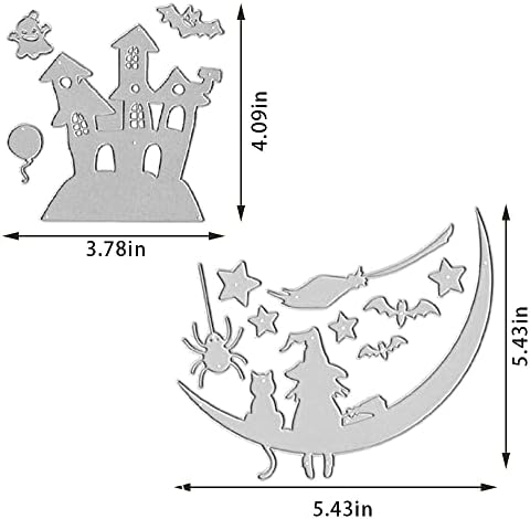 Alibbon 2pcs Halloween Die Cuts para fabricação de cartas e scrapbooking, Moon Witch Cutting Dies Modelo de metal