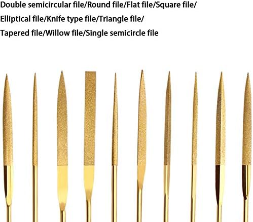 Guangming - 10 PCs Conjunto de arquivos de agulha de diamante, arquivos de agulha de aço de arco com revestimento de titânio Conjunto para escultura artesanal, madeira, metal e modelo