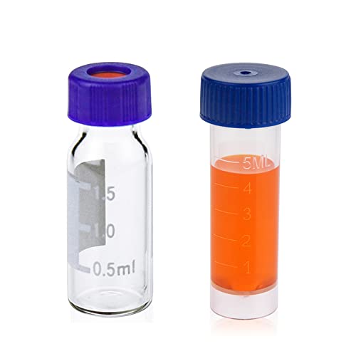 Vial automático de 2 ml, frasco de 9-425 HPLC com tampa de parafuso azul, PTFE branco e septos de silicone vermelho e tubo