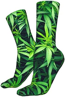 Chegna maconha maconha folhas de ervas daninhas verdes meias esportivas esportes de bezerro de panturrilhas de performance meias de tripulação respiráveis ​​para homens wome