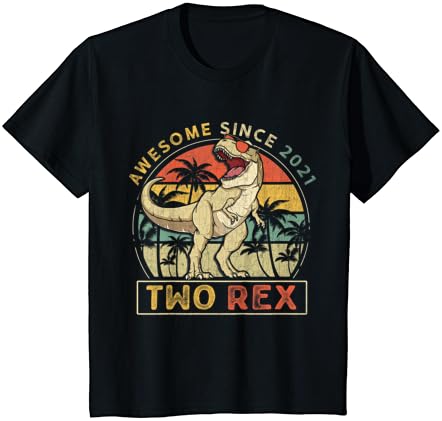 Crianças de dois anos de camisa de 2º aniversário da Rex Terceiro Dinossauros